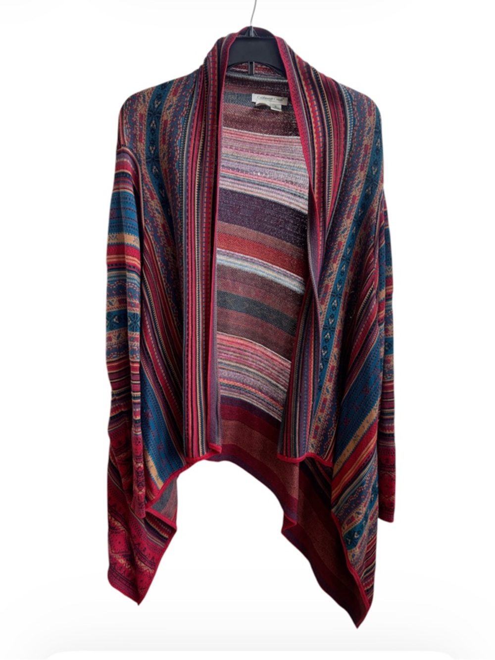 Coldwater Creek open-front waterfall cardigan Southwestern-inspired geometric XL